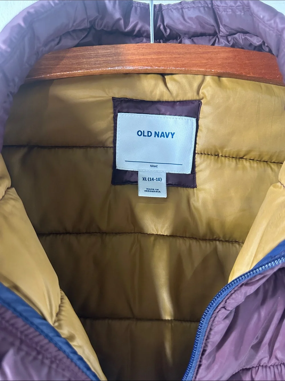 Old Navy Boy’s Quilted Puffer Coat Jacket in Burgundy Red XL (14-16) - Picture 4 of 6